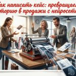 Иллюстрация процесса написания кейса для продаж с использованием нейросети